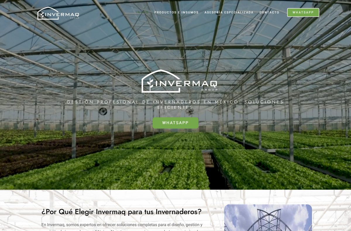 Página web de Invermaq Group, invernaderos y asesoría agrícola en México